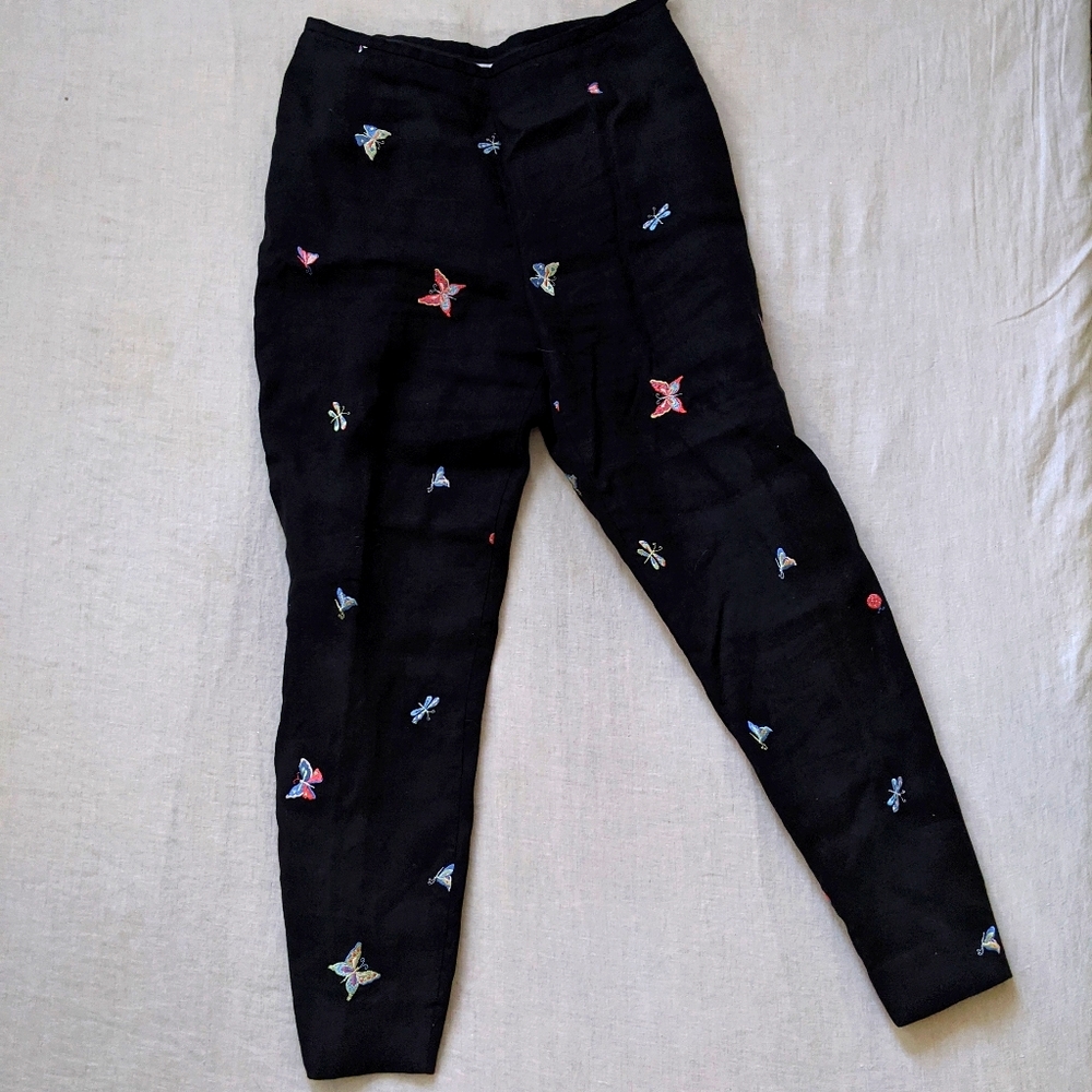 Vintage linen butterfly trousers